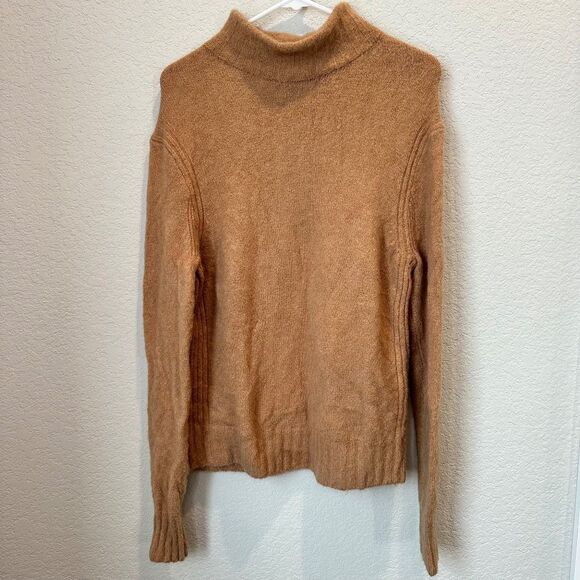J. Crew Tan Merino Wool Alpaca Blend Soft Funnel Neck Sweater - Size L - EUC - Picture 1 of 6